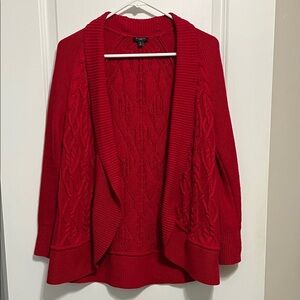 Talbots Open Front Cable Knit Lambswool blend Cardigan Small Petite